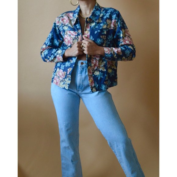 Vintage Floral Print Cropped Jacket - Picture 2 of 4